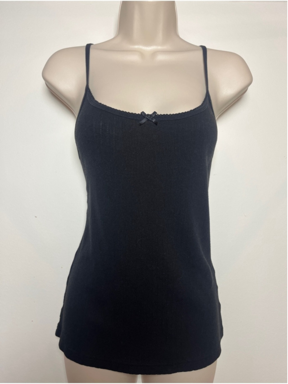Y2K Black Tank Top Grunge Ribbed Loungewear Cottagecore Boho Divided XL